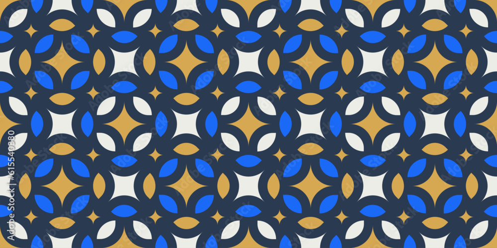 Aufkleber Abstract geometric seamless pattern, vector elegant color rhythmic repeating texture with colored blast and star glare ornament