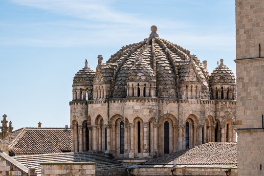 View of the lantern tower of the romanesque Cathedral of Zamora