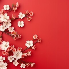 Many small beautiful flower blossoms illustration made with Generative AI 