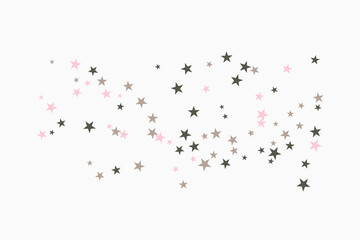 Star confetti. Silver casual confetti background. Bright design pattern.