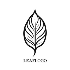 Vector Line art logo of a leaf