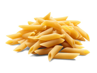 Penne rigate pasta isolated on transparent or white background, png - obrazy, fototapety, plakaty