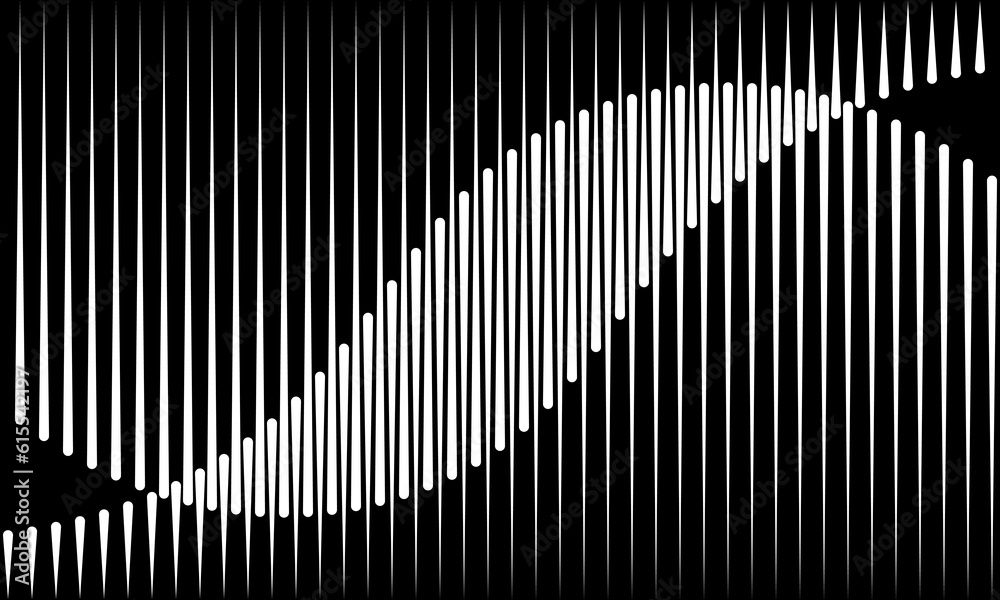 Poster Abstract art geometric background with vertical lines. Optical illusion with waves.