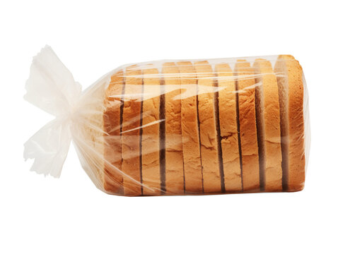 Sliced bread in plastic bag isolated on transparent background, png