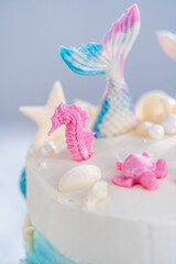 Mermaid themed 3 layer vanilla cake