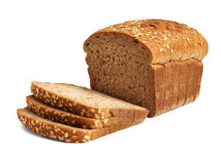 Whole grain bread isolated on transparent or white background, png