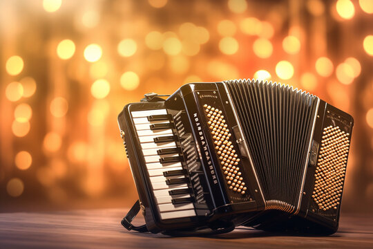 Accordion with bokeh background Generative AI
