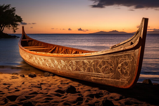 Traditional Hawaiian canoe Generative AI