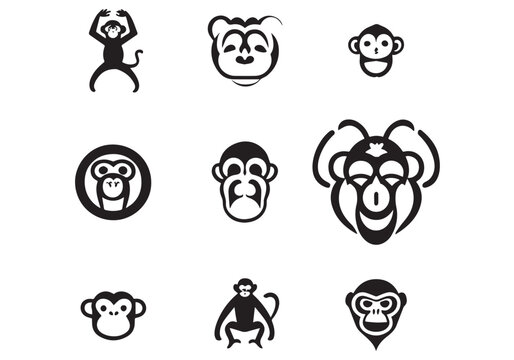  minimal style monkey icon design illustration.eps