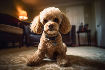 Poodle in Room. Generative AI