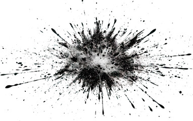 Small granite rock stone fly isolated on black background. Stone with white powder splash on transparent background.