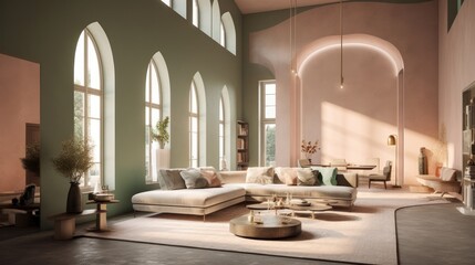 Modern interior of the house. Clean minimalistic design. Generative AI