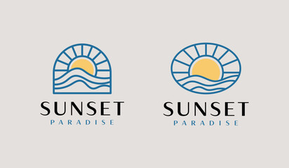 Sunset wave Logo Template. Universal creative premium symbol. Vector illustration