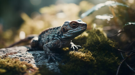 Fototapeta premium The Enigmatic Lizard in its Natural Habitat. Generative AI