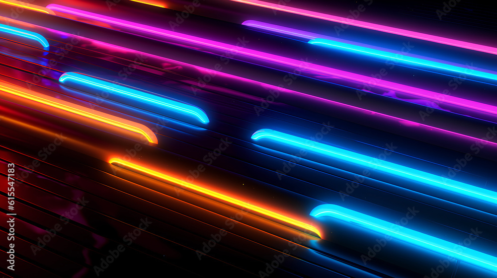 Wall mural abstract neon lights into digital technology. futuristic technology abstract background with lines f