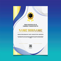 Obraz premium Modern gold and blue elegant certificate of achievement design template