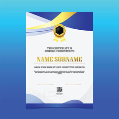 Modern gold and blue elegant certificate of winner design template