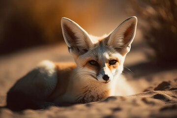 Fennec Fox in the desert. Generative AI