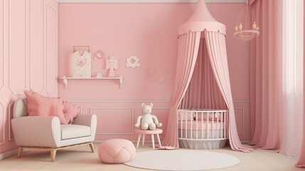 children room mockup in rose touch, ai generated image