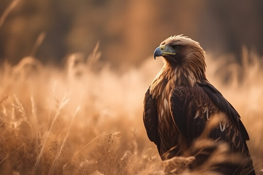 Eastern Imperial Eagle in the Temperate Grassland. Generative AI