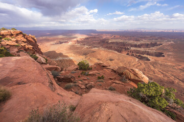 hiking the grand view point trail in the island in the sky in canyonlands national park, usa
