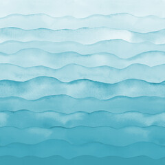Watercolor sea ocean wave teal turquoise colored background - 615549348