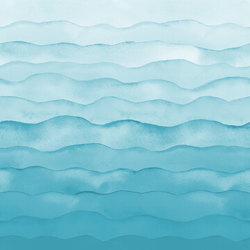 Watercolor sea ocean wave teal turquoise colored background © Olga