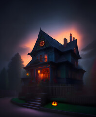 Fototapeta na wymiar haunted house in the woods