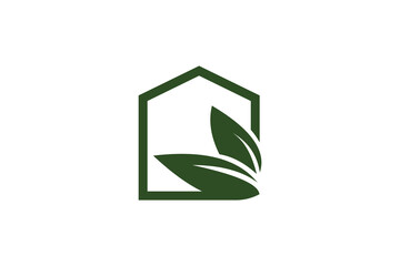 Green house logo design vector icon with modern creative idea