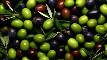 a lot of olives in an illustration, ai generated image
