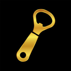 gold colored bottle opener icon vector logo template