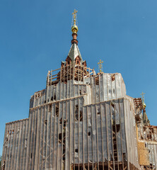 Temple of Alexander Nevsky against the background of the summer sunny sky.