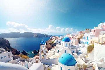 Fototapeten beautiful santorini greece panoramic background travel holiday concept, AI © Julien