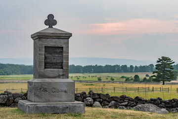 A Rainy and Smoky Sunset on the Battlefield, Gettysburg Pennsylvania USA