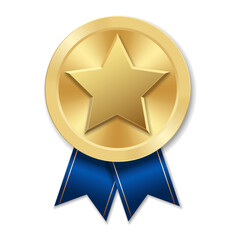 Golden award medal with star Illustration from geometric shapes