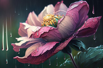 flower wet on raining background