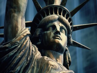 Obraz premium Close up photo of The statue of liberty (IA Generated)