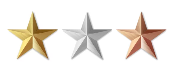 Fotobehang Golden silver and bronze star product rating review for apps and websites © Eugene B-sov