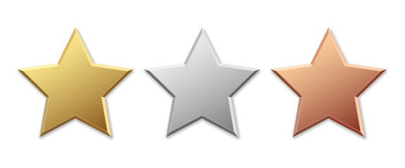 Golden silver and bronze star product rating review for apps and websites