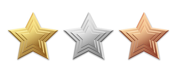 Golden silver and bronze star product rating review for apps and websites