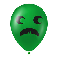 Halloween green balloon illustration with scary and funny face