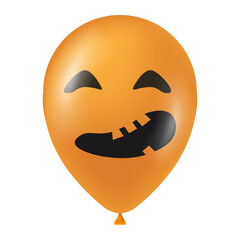 Halloween orange balloon illustration with scary and funny face