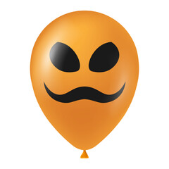 Halloween orange balloon illustration with scary and funny face