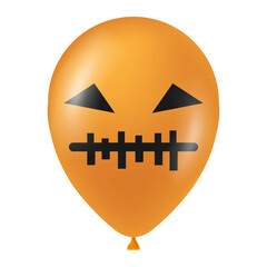 Halloween orange balloon illustration with scary and funny face