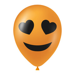 Halloween orange balloon illustration with scary and funny face