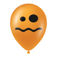 Halloween orange balloon illustration with scary and funny face