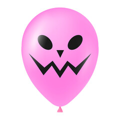 Halloween pink balloon illustration with scary and funny face