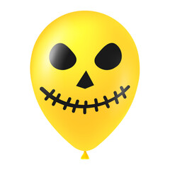 Halloween yellow balloon illustration with scary and funny face