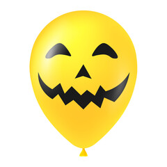 Halloween yellow balloon illustration with scary and funny face