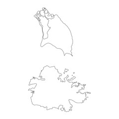 Highly detailed Antigua and Barbuda map with borders isolated on background